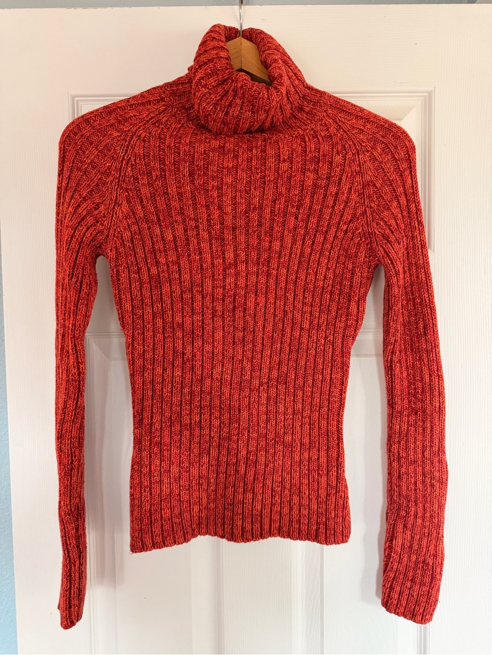 Moda International Red Marled Ribbed Turtleneck Sweater